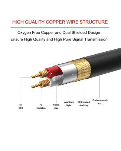 cable 1/4''Jack 6.5mm Male to XLR Female Microphone Mono Cable Foil+Braided Shielded 3M cable 1/4''Jack 6.5mm Male to XLR Female Microphone Mono Cable Foil+Braided Shielded 3M