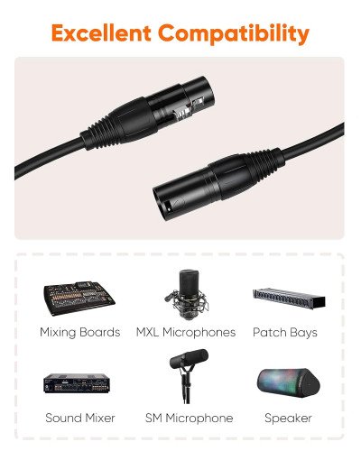 Cable XLR Cable, XLR Male to XLR Female Balanced 3 PIN Microphone Cable , Black 5M	