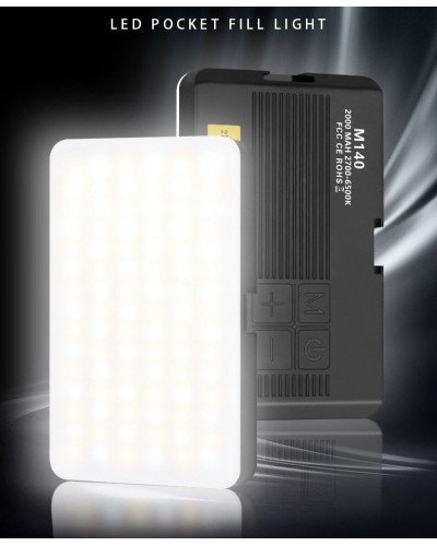M140 Pocket Fill Light Dimmable 2700-6500k 2000mAh Portable LED Video Light M140 Pocket Fill Light Dimmable 2700-6500k 2000mAh Portable LED Video Light