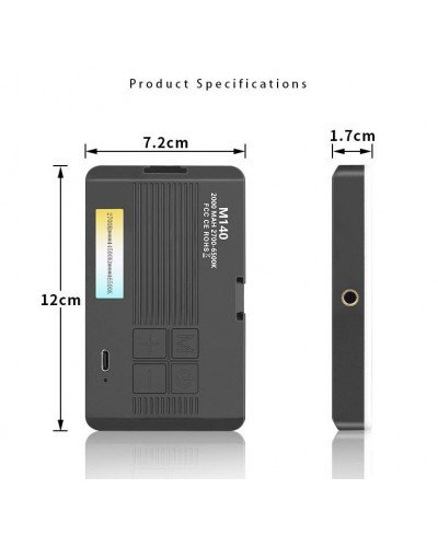 M140 Pocket Fill Light Dimmable 2700-6500k 2000mAh Portable LED Video Light