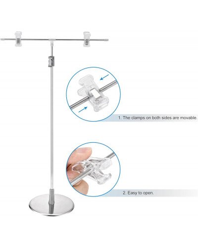 Adjustable T-Shape Photography Backdrop Stand with Clamps Stainless Steel Floor Mount