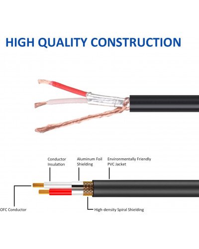 Jack 3.5mm 1/8 to 3-Pin Mini XLR Cable TRS 1/8 Inch Aux Stereo Male to Mini XLR Female Audio Adapter Cable for AKG K550 3m