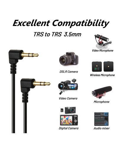 TRS-to-TRS 3.5mm Adapter Microphone Patch Cable 40cm