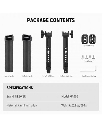 NEEWER GA006 Dual Handgrip for DJI RS4 RS4 Pro RS3 RS3 Pro RS2 RSC2 Ronin S SC Gimbal NEEWER GA006 Dual Handgrip for DJI RS4 RS4 Pro RS3 RS3 Pro RS2 RSC2 Ronin S SC Gimbal