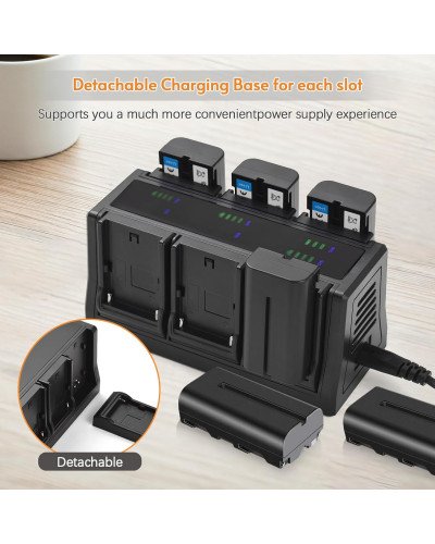LED Display Charging Base 6-Slot Charger for NP-F970 NP-F750 NP-F550 NP-FZ100 LP-E6 EN-EL15 FNP-W235 Changeable Plate LED Display Charging Base 6-Slot Charger for NP-F970 NP-F750 NP-F550 NP-FZ100 LP-E6 EN-EL15 FNP-W235 Changeable Plate