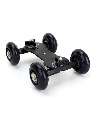 Camera Aluminum Slide Rail Car with Universal Camera Mount Screw, Black
