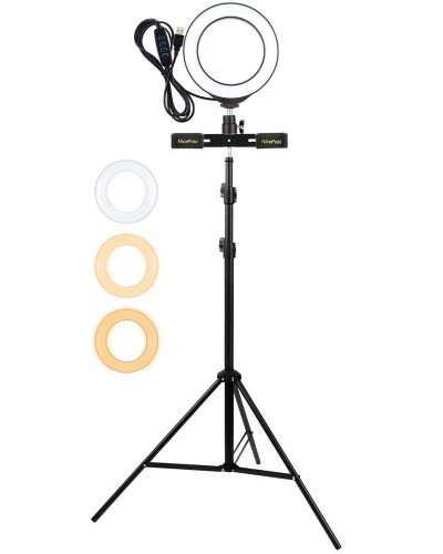 16cm LED Ring Vlogging Photography Video Lights with Mobile Clamp&Light Stand