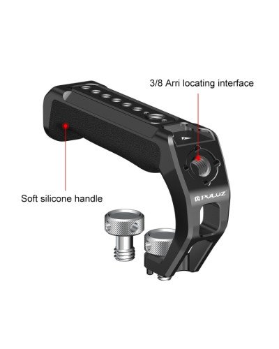 PULUZ Arri Metal Silicone Top Handle with Cold Shoe Mount for Mirrorless Camera Cage Stabilizer