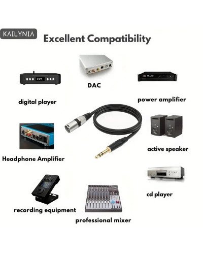 XLR Male To 6.5mm 1/4" TRS Male to XLR Male Balanced Audio Cable 1M