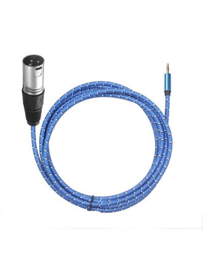 XLR Male To 3.5mm Stereo Plug to XLR 3Pin Male Aluminium Alloy Case Cable for Sound Card 3M