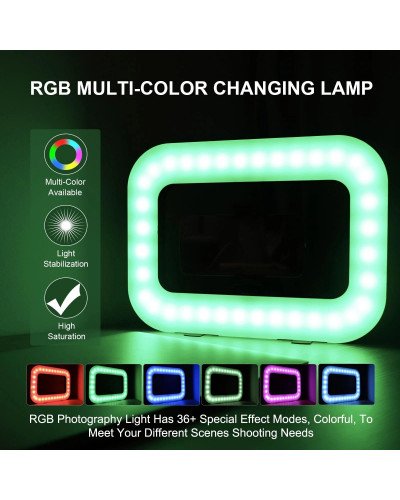 YM-200 RGB Rechargeable 20W Selfie Portable Ring Light Phone Adjustable Fill Ring Light