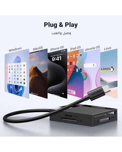 UGREEN 4in1 USB-C Card Reader For SD/TF/CF/MS Quad Card Reading UGREEN 4in1 USB-C Card Reader For SD/TF/CF/MS Quad Card Reading
