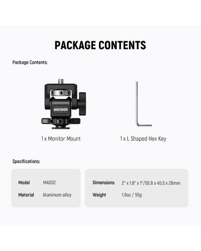 NEEWER MA002 Field Monitor Holder with Cold Shoe Mount