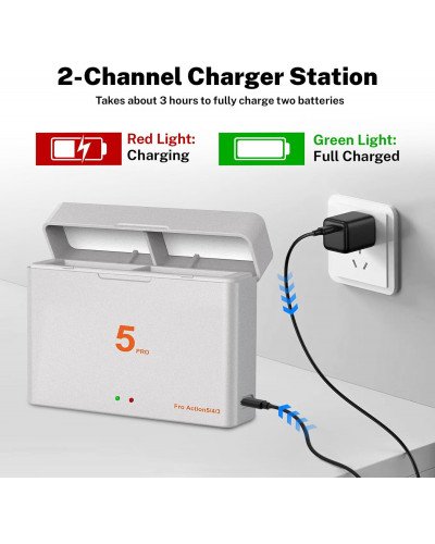 Battery Charger for DJI Osmo 360/ Action 5Pro/4/3 Battery Charger for DJI Osmo 360/ Action 5Pro/4/3