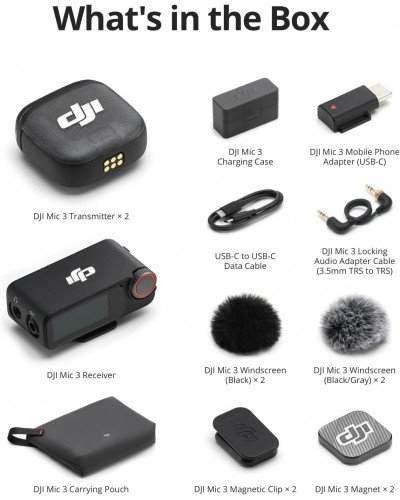 DJI Mic 3 2-Person Compact Wireless Microphone System/Recorder for Camera & Smartphone