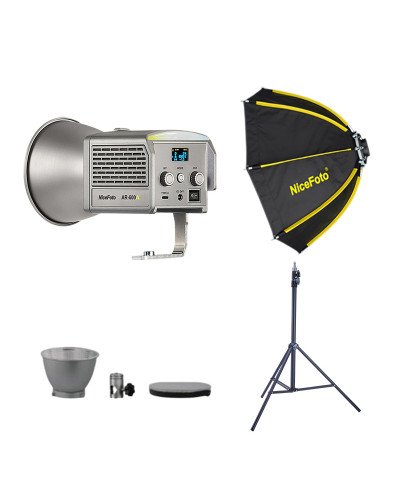 NiceFoto AR-600A Bi-Color Mini Portable LED Video Light With mini-60cm Softbox/Stand