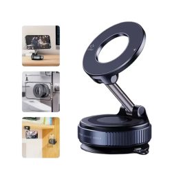 Vacuum Suction Cup Mobile Phone Holder Magnetic 360° Rotating (Black)