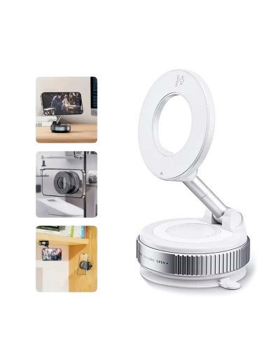 Vacuum Suction Cup Mobile Phone Holder Magnetic 360° Rotating (White)