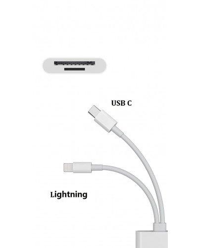 2in1 Card Reader Type-C Lightning to TF/SD Card Micro Camera Reader OTG Adapter Cable