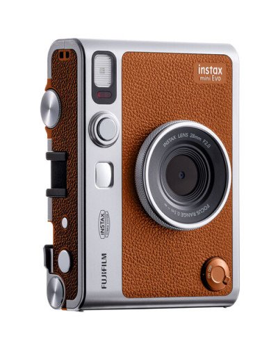 FUJIFILM INSTAX MINI EVO Hybrid Instant Camera Brown with 32GB Memory Card&Instant Film-10 Sheets