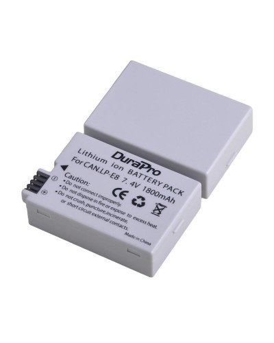 Durapro 2pc Battery For Canon LP-E8  Li-ion Batteries + LCD Dual USB Charger For Canon EOS 550D 600D 650D 700D Camera