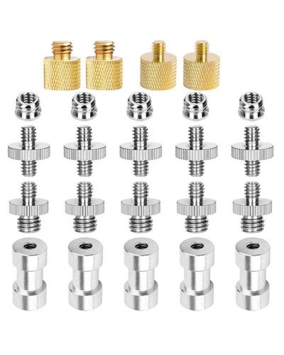 24in1 Camera Accessories Durable 1/4" Male to 1/4" Male Threaded Adapter 1/4 Inch