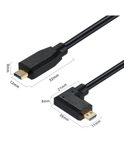 8K Ultra HD High Speed Micro HDMI to Micro HDMI-compatible Type D Male to Male Cable Left 0.3M