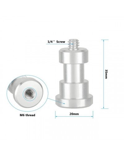 CAMVATE 1/4"-20 Male To M6 Female Thread Screw Adapter For Wall Mount Support Accessories (2 Pieces)