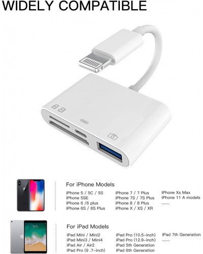 Lightning to OTG Adapter/Hub TF/SD/USB/Lightning Input for iPad/iPhone