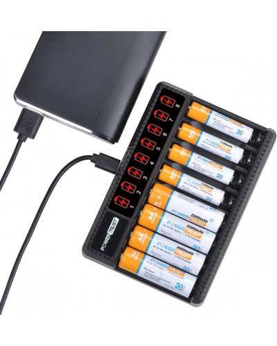 PowerTrust 8-Slots LCD Battery Charger for AA AAA Rechargeable Batteries