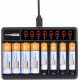 PowerTrust 8-Slots LCD Battery Charger for AA AAA Rechargeable Batteries