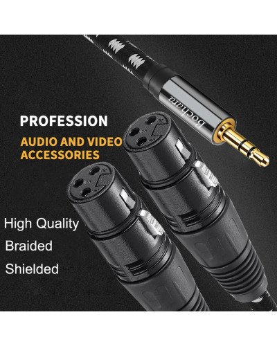 Braided 1/8'' 3.5mm TRS Jack to Dual XLR Female OFC Audio Cable Braided 1/8'' 3.5mm TRS Jack to Dual XLR Female OFC Audio Cable