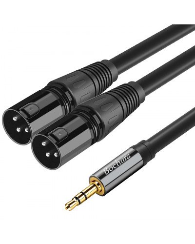 Dual XLR Male to 3.5mm Stereo Jack Male OFC Aux Audio Cable