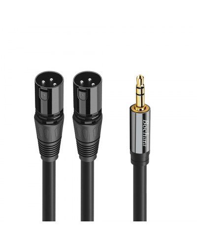 Dual XLR Male to 3.5mm Stereo Jack Male OFC Aux Audio Cable