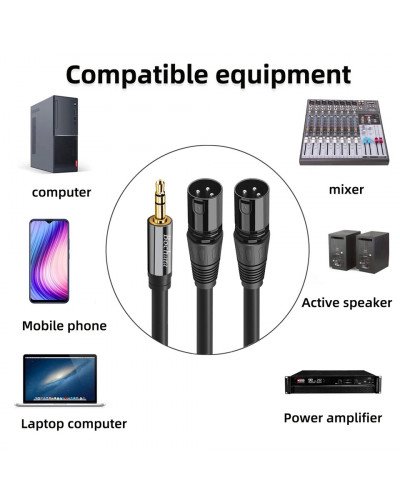 Dual XLR Male to 3.5mm Stereo Jack Male OFC Aux Audio Cable