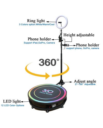 360Photo Booth Rotating Machine For Events Parties Automatic Spin Selfie Platform 80CM