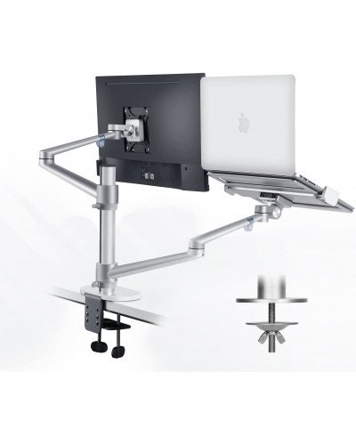 Aluminum Height Adjustable Desktop Dual Arm 17-32 inch Monitor Holder+12-17 inch Laptop Holder Stand OL-3L Full Motion Mount Arm