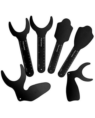 6pcs Dental Orthodontic Black Background Photo Image Contrast Board Oral Cheek Plate with Scale Mark Autoclavable Dentist Tools