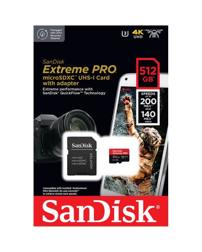 Sandisk Extreme Pro 512GB MicroSDXC 200MB/s Memory Card Sandisk Extreme Pro 512GB MicroSDXC 200MB/s Memory Card