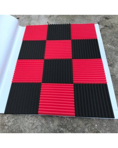 Black&Red Charcoal Acoustic Foam 1inch X 12 X 12 inch