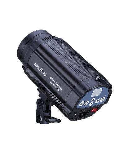 NiceFoto TB300-300W 2-Mini Studio Flash With White Background And Backdrop Stand