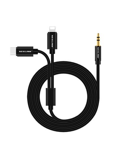 VOXLINK Aux Cable 2 in 1 8 Pin + USB Type C to 3.5mm Car Aux Audio Cable