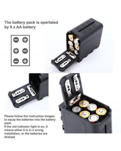 Battery Case Pack Power as NP-F970 for 6pcs AA battery