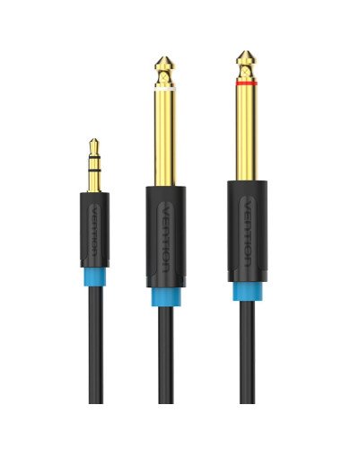 Audio Cable 3.5mm to Double 6.5mm TRS Cable AUX Male Mono 6.5 Jack to Stereo 3.5 Jack Audio Cable for Mixer Amplifier 1.5M