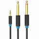 Audio Cable 3.5mm to Double 6.5mm TRS Cable AUX Male Mono 6.5 Jack to Stereo 3.5 Jack Audio Cable for Mixer Amplifier 1.5M