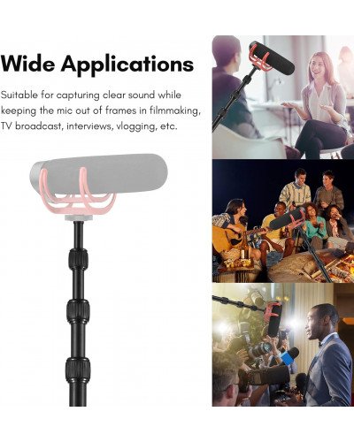 Microphone Boom Arm 5-Section Extendable Mic Arm Carbon Fiber Boom Pole for Microphones Microphone Boom Arm 5-Section Extendable Mic Arm Carbon Fiber Boom Pole for Microphones
