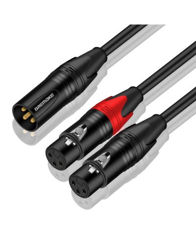 XLR Splitter Cable Male to Dual Female Y-Splitter 3-Pin Balanced Microphone 1M