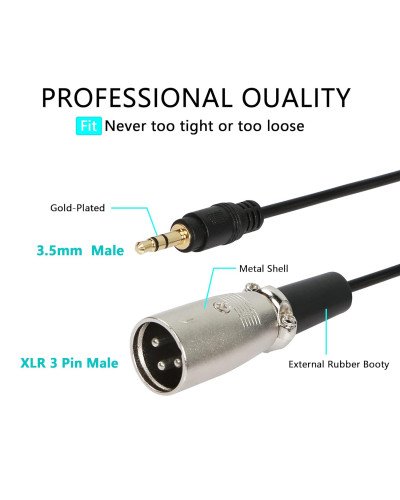 Aux 3.5mm (1/8 Inch) Male to XLR 3-Pin Male Stereo Audio Cable 1.5M