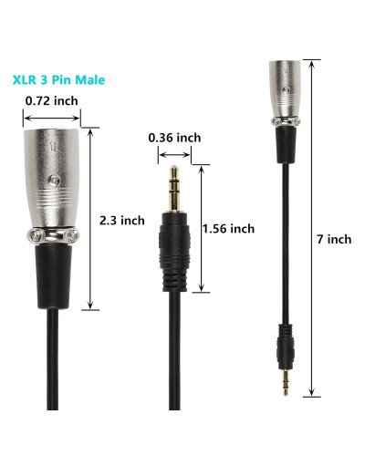 Aux 3.5mm (1/8 Inch) Male to XLR 3-Pin Male Stereo Audio Cable 1.5M