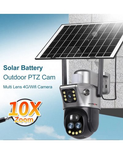 SOLAR CAMERA LS-CS3U-4G-10X-EU 12MP Three-Lens 4G PTZ Camera Outdoor